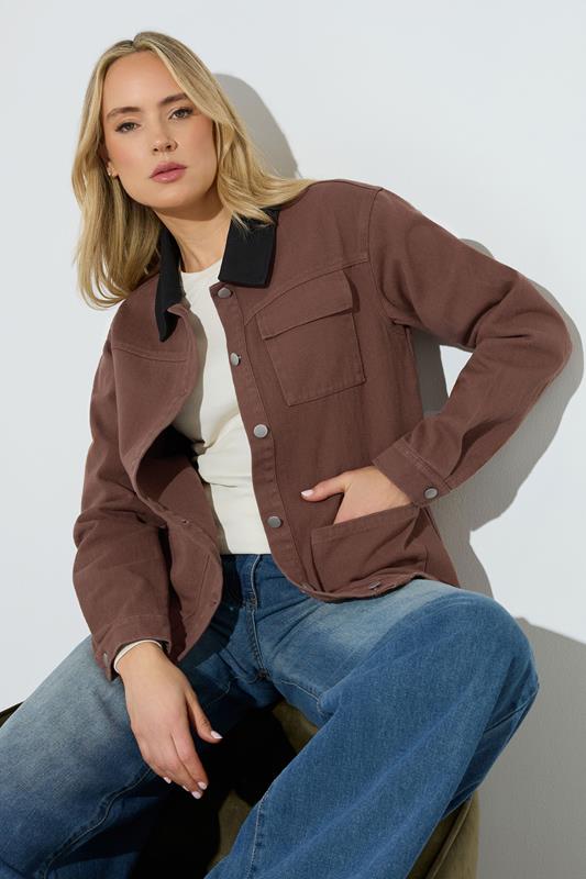 LTS Tall Women's Chocolate Brown Twill Barn Jacket | Long Tall Sally 1