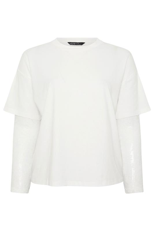 LIMITED COLLECTION Plus Size White Lace Long Sleeve T-Shirt  | Yours Clothing 5