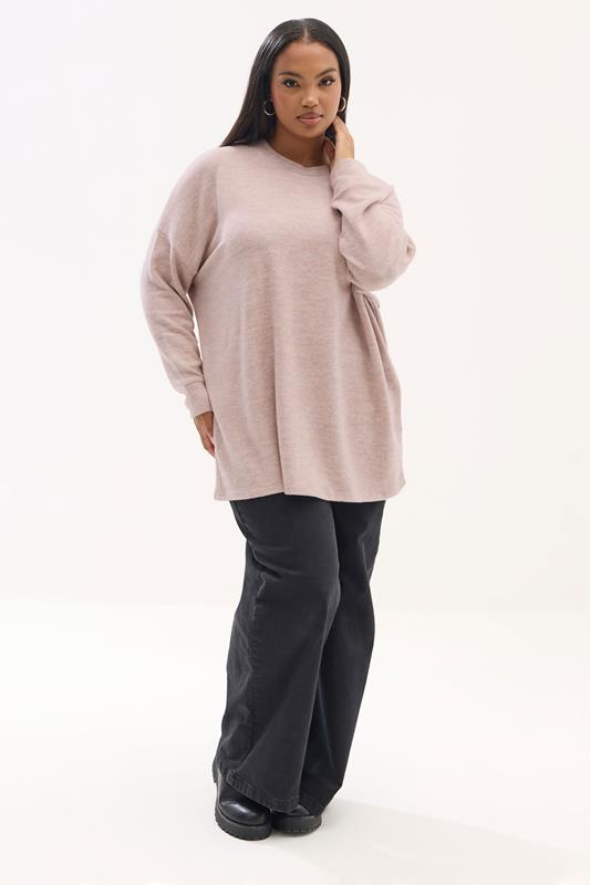 YOURS Plus Size Light Pink Soft Touch Jumper | Yours Clothing 1