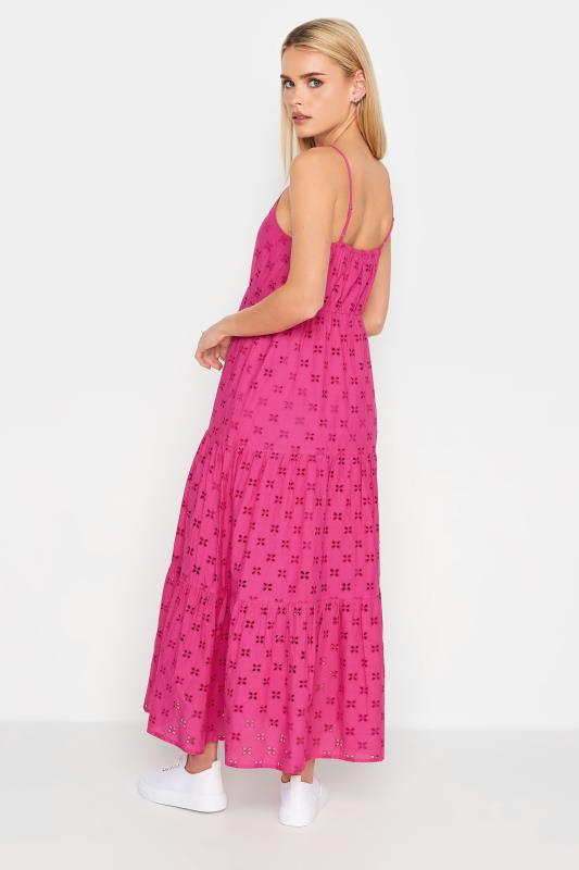 Petite Hot Pink Broderie Strap Maxi Dress | PixieGirl 3