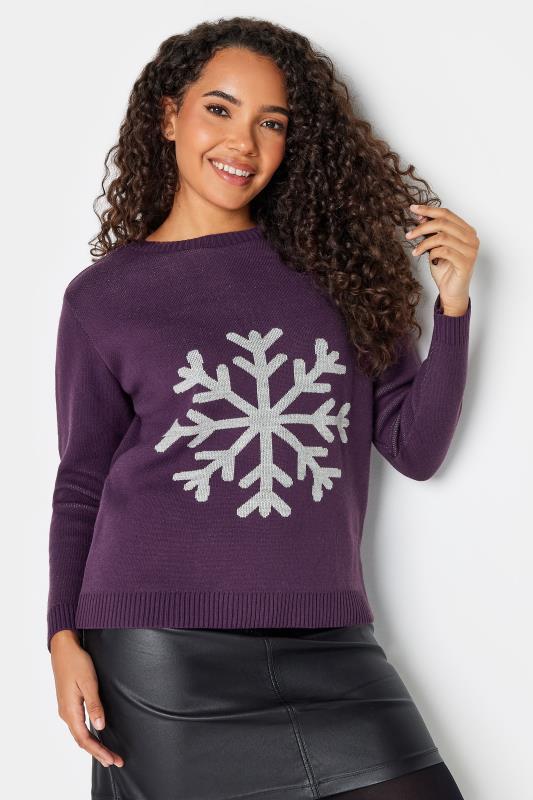 Women's  M&Co Petite Dark Purple Snowflake Christmas Jumper