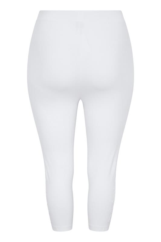 Plus Size White Lace Cropped Leggings | Yours Clothing 7