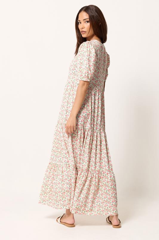 PixieGirl Pink Ditsy Tiered Maxi Dress | PixieGirl 2