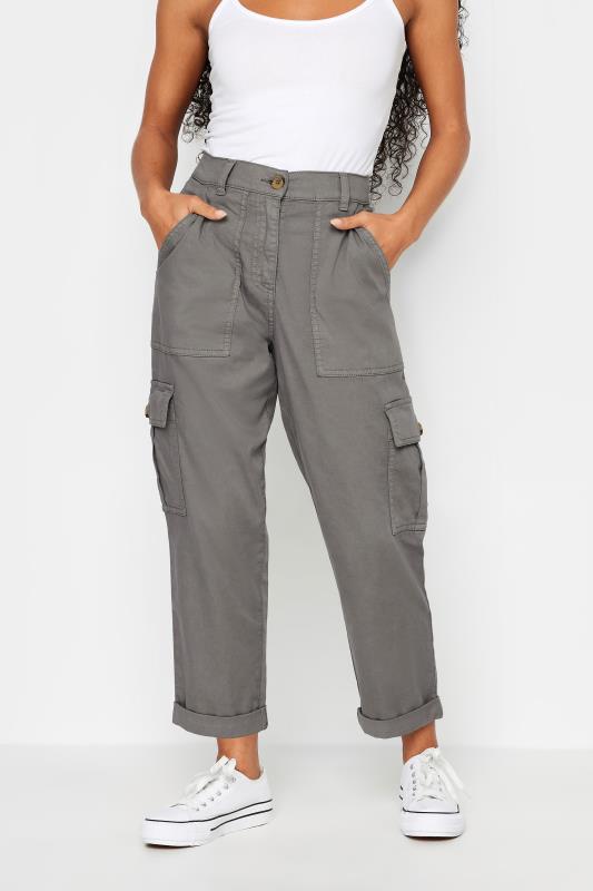 Petite Full Length Stretch Trousers in Dark Grey