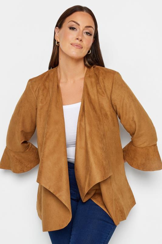 M&Co Tawny Brown Suedette Waterfall Jacket | M&Co 4