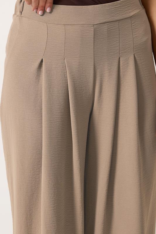 LTS Tall Women's Mocha Brown Pleated Palazzo Wide Leg Trousers | Long Tall Sally 4