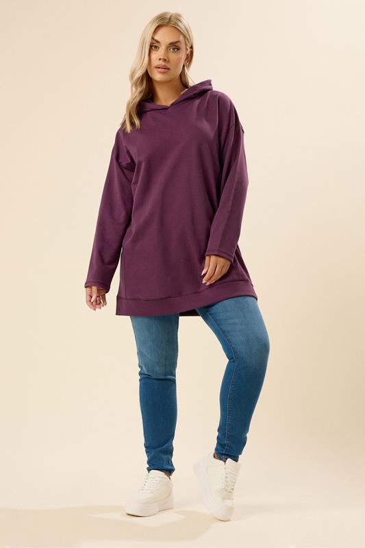 YOURS Plus Size Burgundy Red Seam Detail Hoodie | Yours Clothing 1
