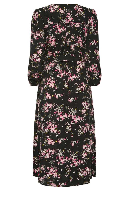 M&Co Black & Pink Floral Print Wrap Front Dress | M&Co  7