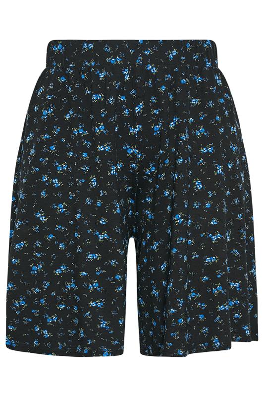 YOURS Plus Size Black Floral Ditsy Shorts | Yours Clothing 5