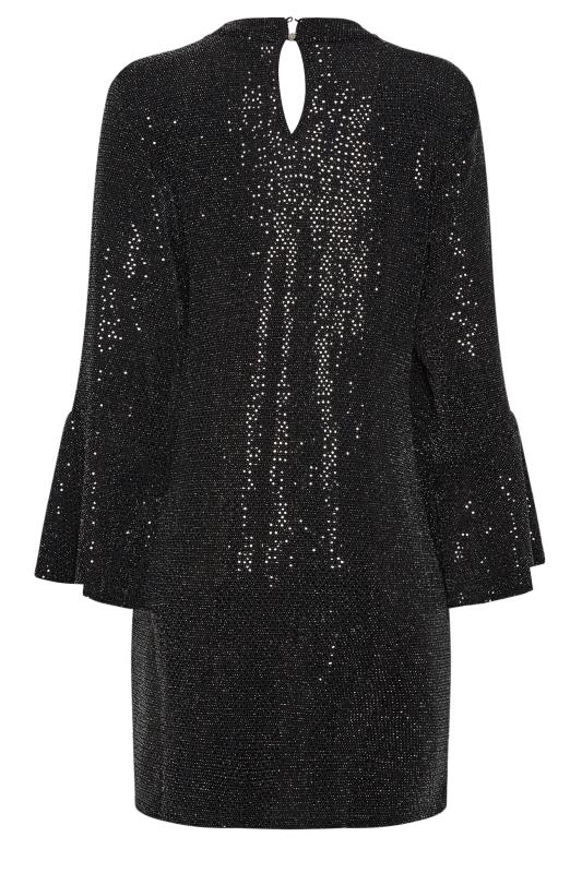 M&Co Black Shimmer Bell Sleeve Mini Dress | M&Co  7