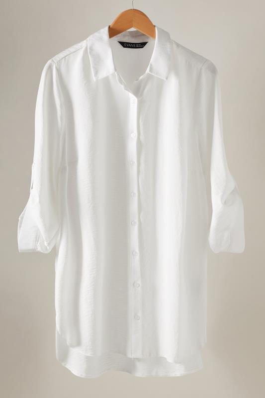 EVANS Plus Size White Tab Sleeve Shirt | Evans 6