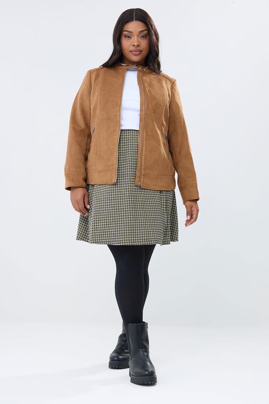 YOURS Plus Size Green Check Mini Skirt | Yours Clothing 1