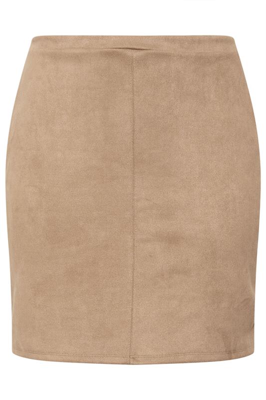 LIMITED COLLECTION Plus Size Beige Brown Faux Suede Mini Skirt | Yours Clothing 5