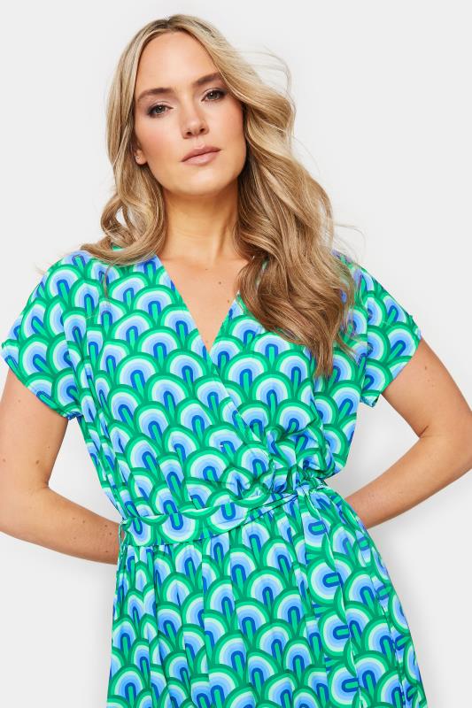 LTS Tall Women's Green Geometric Print Midi Wrap Dress | Long Tall Sally 4