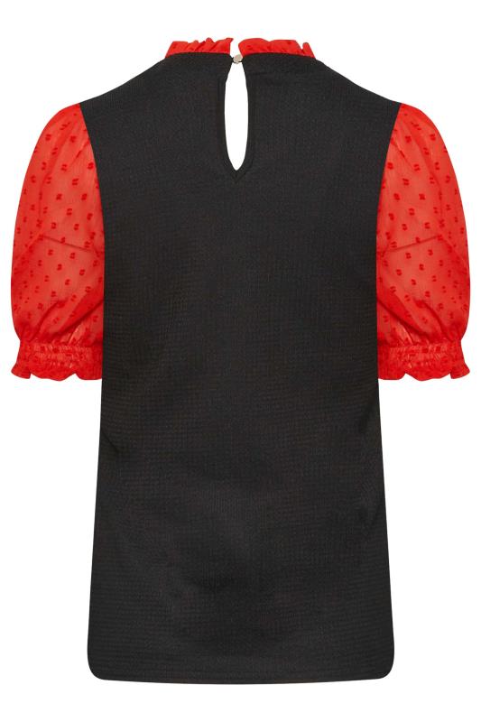 M&Co Black & Red Contrast Sleeve Blouse | M&Co 7