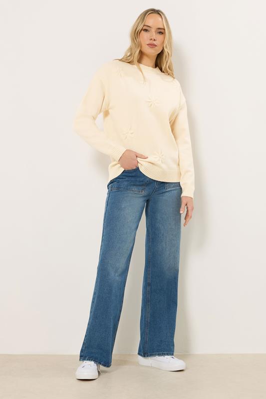 LTS Tall Ivory White Floral Embroidered Jumper | Long Tall Sally  1
