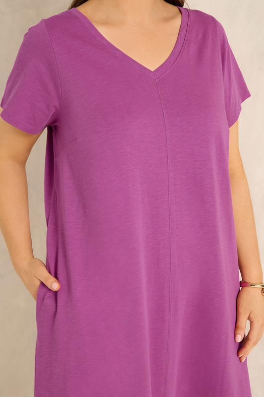 EVANS Plus Size Purple Cotton Midi Dress | Evans 4