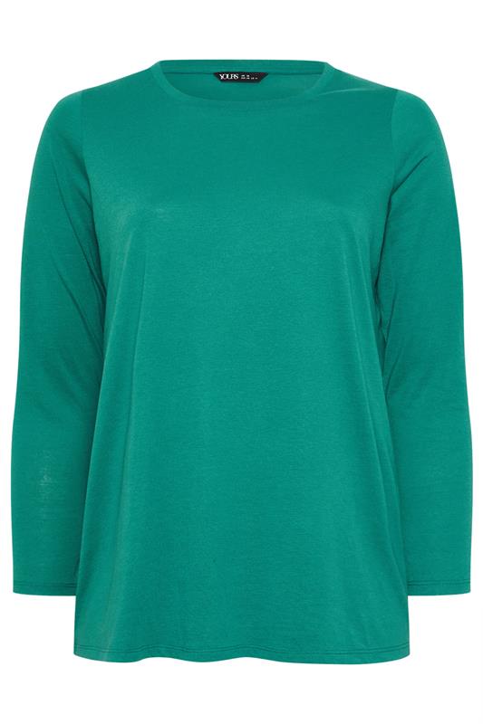 YOURS Plus Size 3 PACK Green & Blue Long Sleeve T-Shirts | Yours Clothing  11
