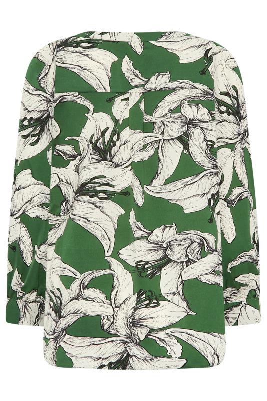 M&Co Green Floral Print 3/4 Sleeve Blouse | M&Co 7