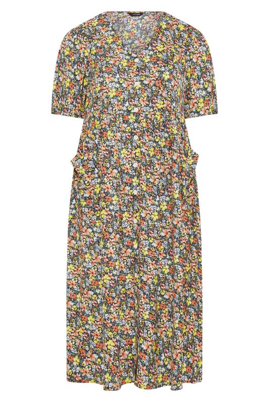 LIMITED COLLECTION Plus Size Yellow Floral Drop Pocket Smock Dress | Yours Clothing 6