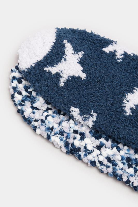 YOURSET 2 PACK Plus Size Navy Blue Popcorn Fleece Star Bed Socks | Yours Clothing 6