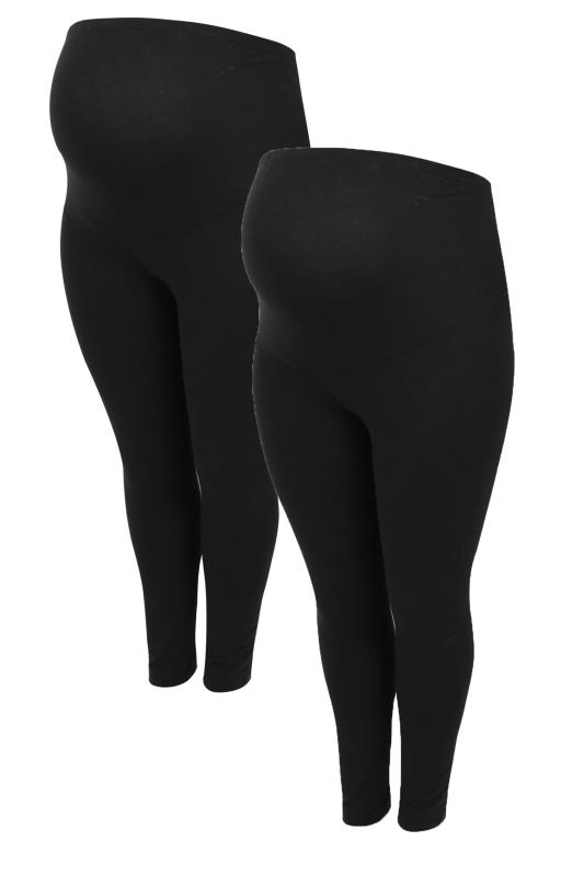 BUMP IT UP MATERNITY YOURSET 2 Pack Black Leggings With Comfort Panel and Stretch