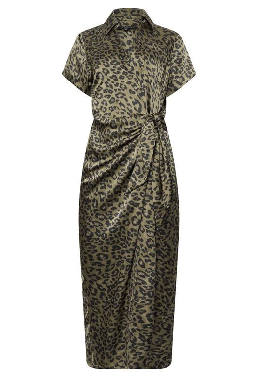 STAR Khaki Green Leopard Satin Maxi Dress | StarByJM 5