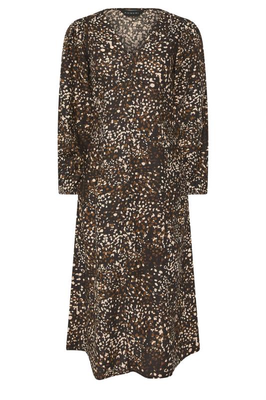 PixieGirl Petite Women's Brown Abstract Spot Midi Tea Dress | PixieGirl 5