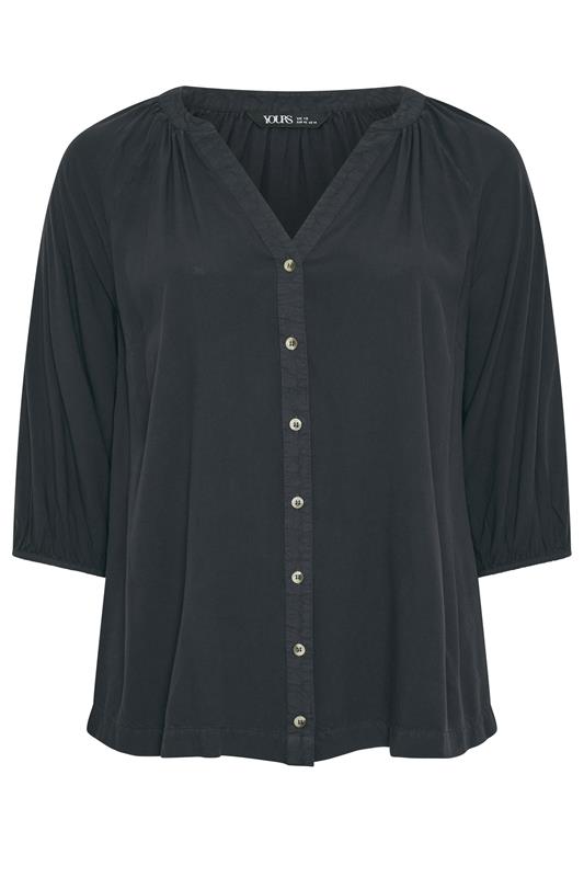 YOURS Plus Size Black Chambray Blouse | Yours Clothing 5