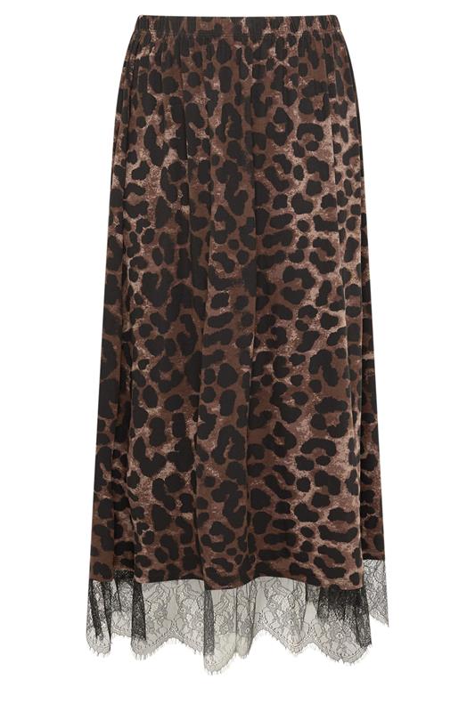 YOURS Plus Size Chocolate Brown Leopard Skirt | Yours Clothing 5