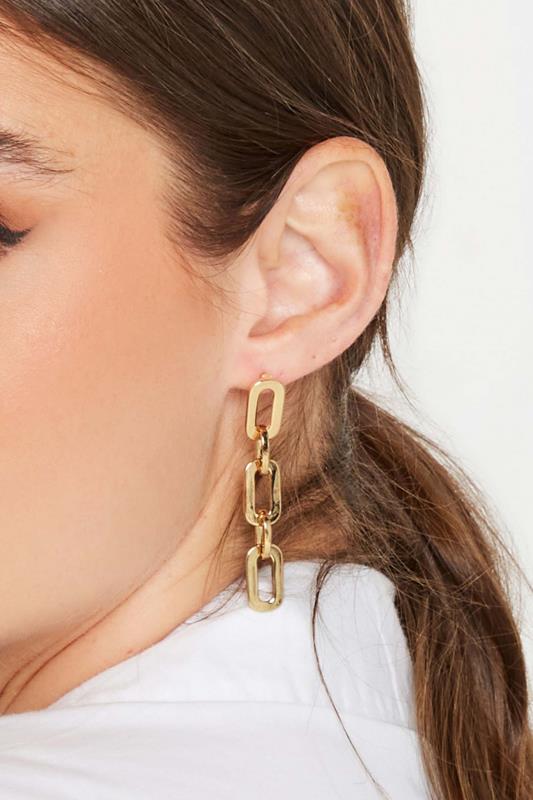 Plus Size  Yours Gold Chain Drop Earrings