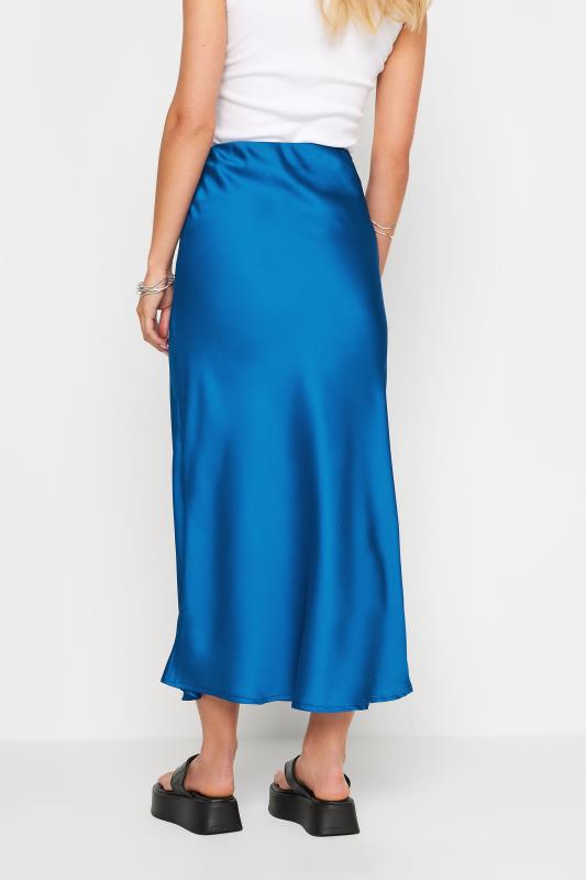 PixieGirl Petite Women's Cobalt Blue Satin Midaxi Skirt | PixieGirl 5