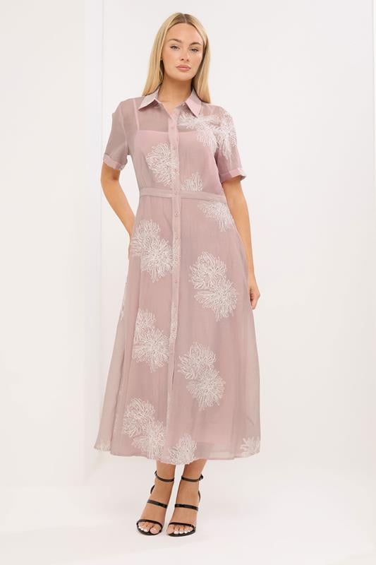 STAR Pink Embroidered Shirt Dress