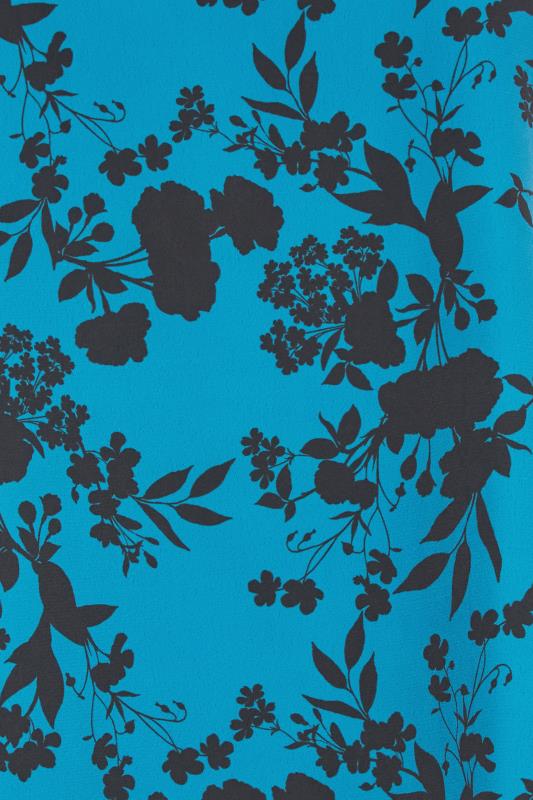 M&Co Blue Floral Print Shirred High Neck Blouse | M&Co 5