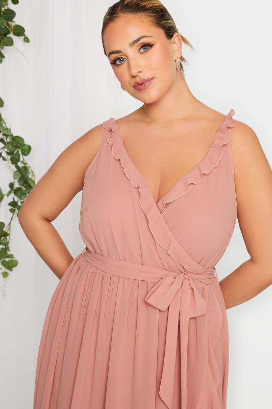 YOURS LONDON Plus Size Pink Ruffle Wrap Dress | Yours Clothing 4