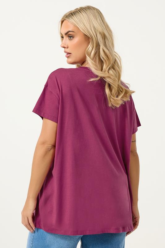 YOURS Plus Size Pink Studded Daisy T-Shirt | Yours Clothing 2