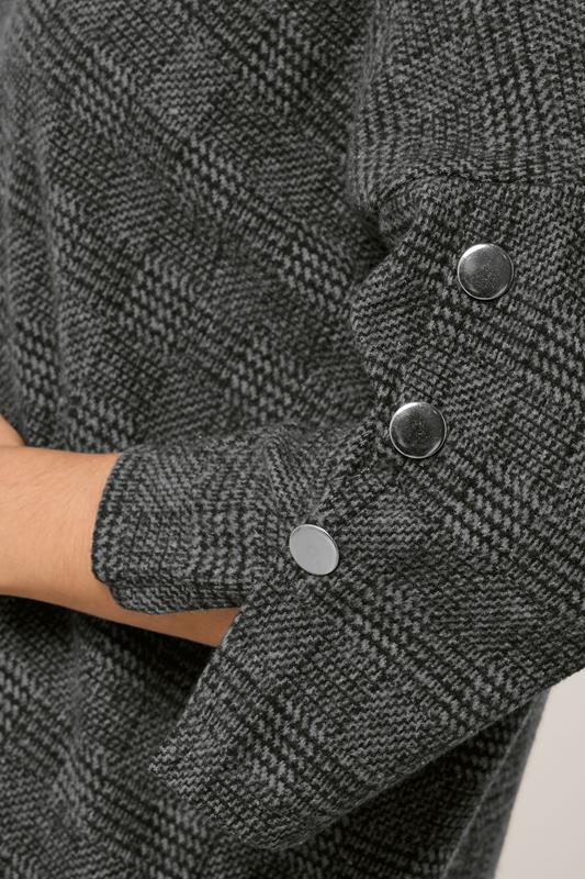YOURS Plus Size Grey Check Soft Touch Button Top | Yours Clothing 4