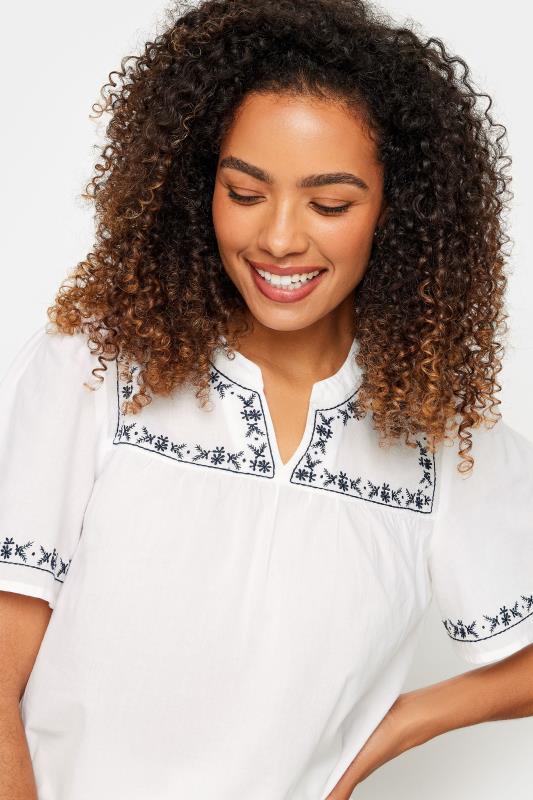 M&Co White Embroidered Cotton Dobby Blouse | M&Co 1