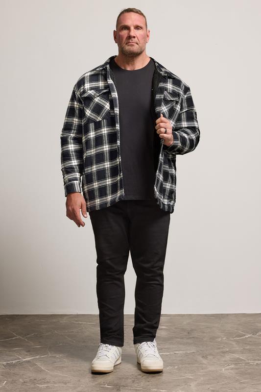 BadRhino Big & Tall Black Checked Borg Shacket | BadRhino 1