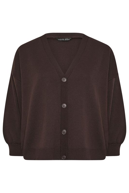 LIMITED COLLECTION Plus Size Chocolate Brown Balloon Sleeve Cardigan | Yours Clothing 5