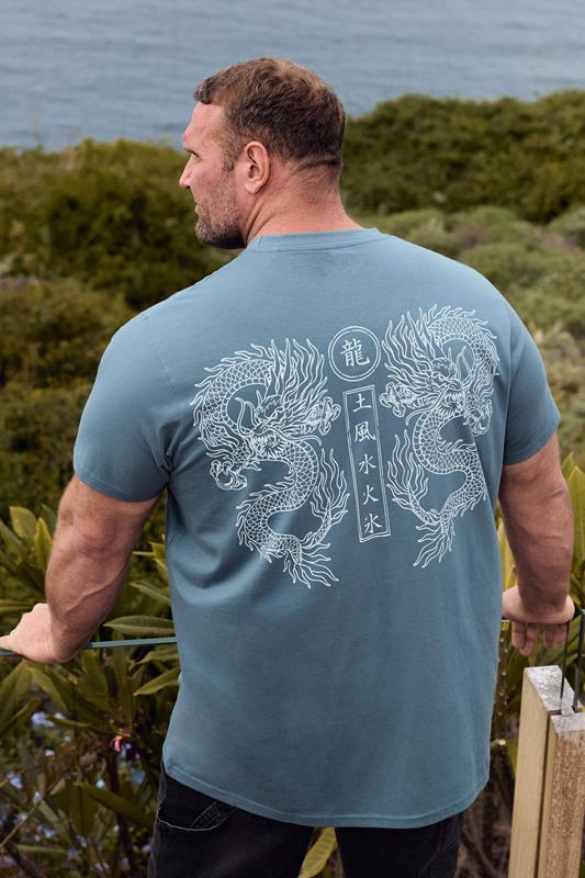 BadRhino Big & Tall Blue Dragon Graphic T-Shirt