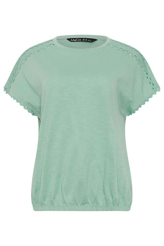 M&Co Green Scallop Trim Detail Cotton Top | M&Co 5