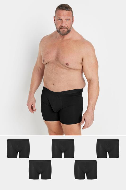 JACK & JONES Big & Tall 5 PACK Tone Black Boxers | BadRhino 1