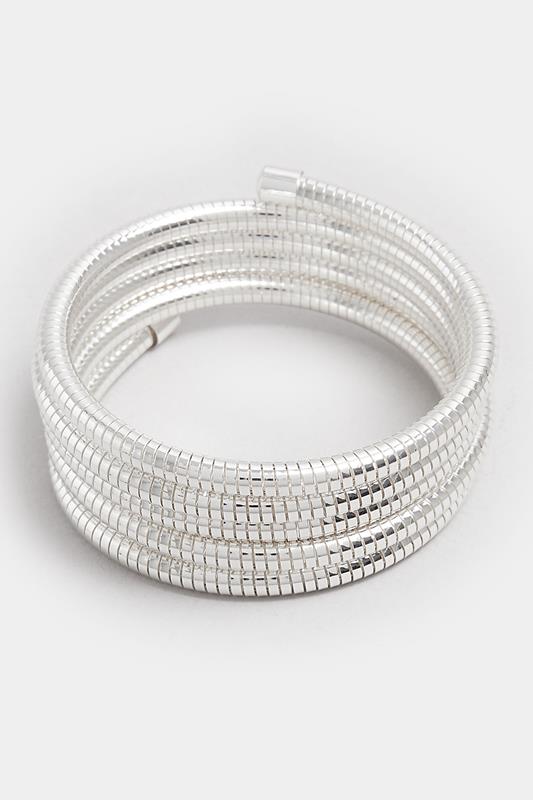 Silver Coil Wrap Stretch Bracelet