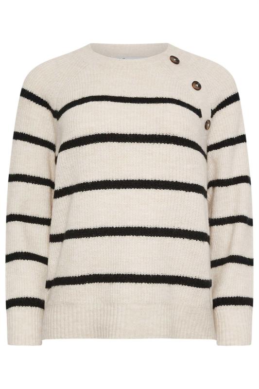 M&Co Petite Ivory White Stripe Button Shoulder Jumper | M&Co 4