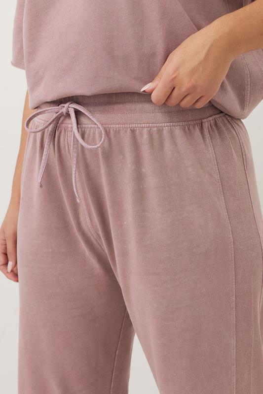 YOURS Plus Size Pink Acid Wash Wide Leg Joggers | Yours Clothing 5