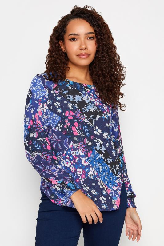 M&Co Blue Floral Print 3/4 Sleeve Blouse | M&Co