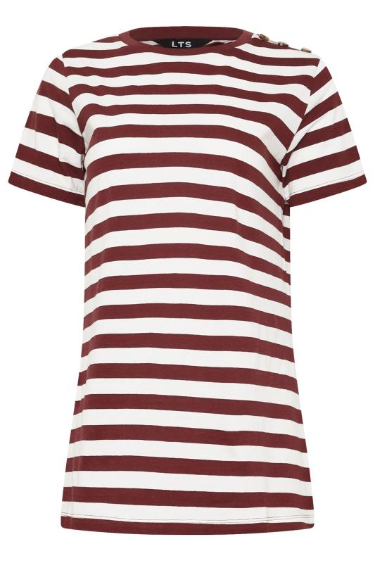 LTS Tall Burgundy Red Striped Cotton T-shirt | Long Tall Sally 5