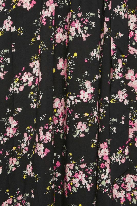 M&Co Black & Pink Floral Print Wrap Front Dress | M&Co  5