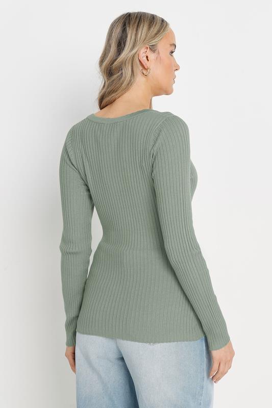 LTS Tall Sage Green Ribbed Scallop Hemline Cardigan | Long Tall Sally 2